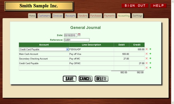 General Journal Screen Shot